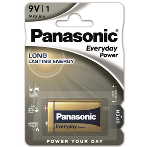 Panasonic Батарейка EVERYDAY POWER щелочная 6LR61(6LF22, MN1604, MX1604, Крона) блистер, 1 шт.