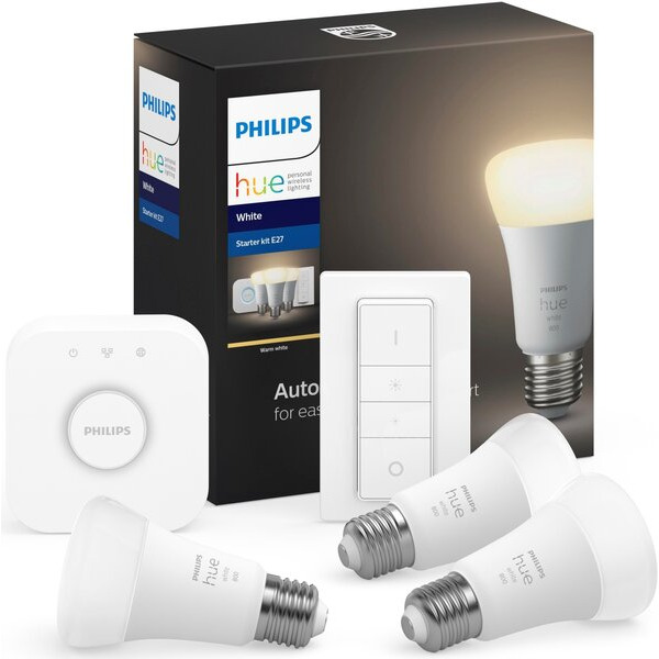 Стартовий комплект Philips Hue White (Bridge, Dimmer, лампа E27 3шт)