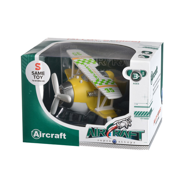 Літак металевий інерційний Same Toy Aircraft жовтий зі світлом і музикою (SY8015Ut-1)
