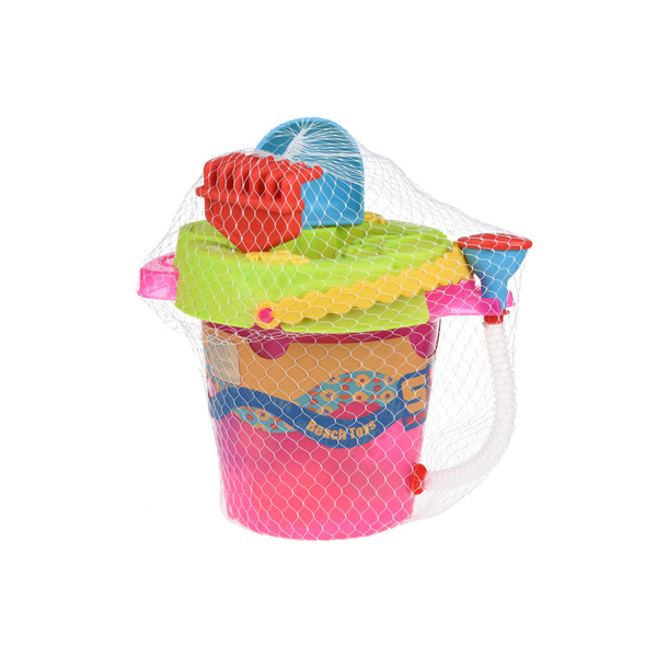 Набір для гри з піском Same Toy Ведерко 6 одиниць рожеве (976Ut-1)