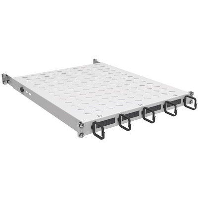 Полка с кольцами и щётками регул. ZPAS 19" 1U глуб. 450-550 мм груз.120кг чёрная