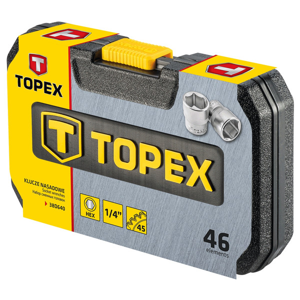Набір торцевих головок TOPEX 1/4"46 предметів CrV 38D640