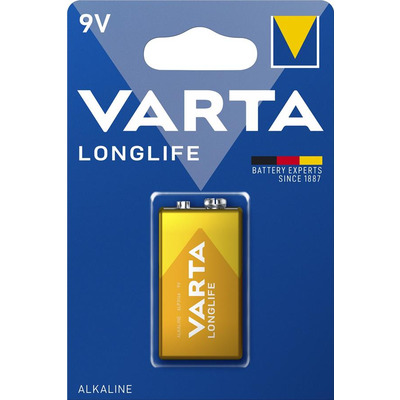 VARTA Батарейка LONGLIFE щелочная 6LR61(6LF22, MN1604, MX1604 ,Крона) блистер, 1 шт.