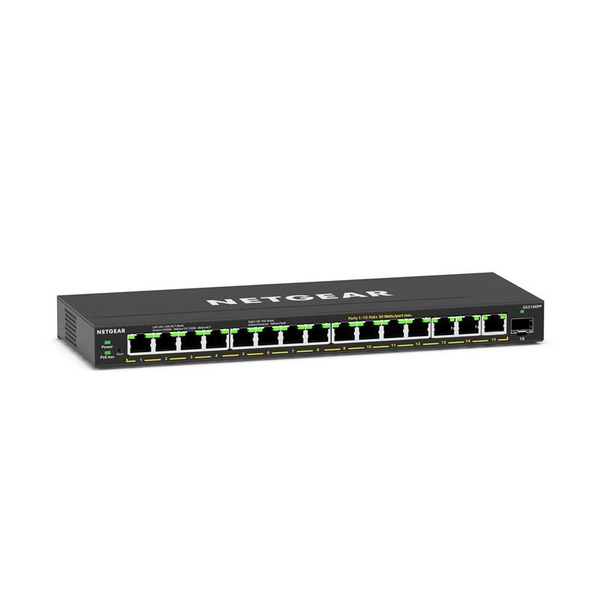 Комутатор NETGEAR GS316EPP 15x1GE PoE+(231Вт), 1xSFP, керований