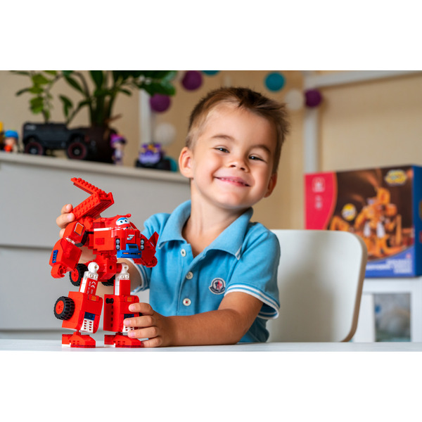 Конструктор-трансформер Super Wings Small Blocks 2-in-1 Buildable Transforming Vehicle Jett, Джетт