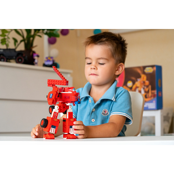 Конструктор-трансформер Super Wings Small Blocks 2-in-1 Buildable Transforming Vehicle Jett, Джетт