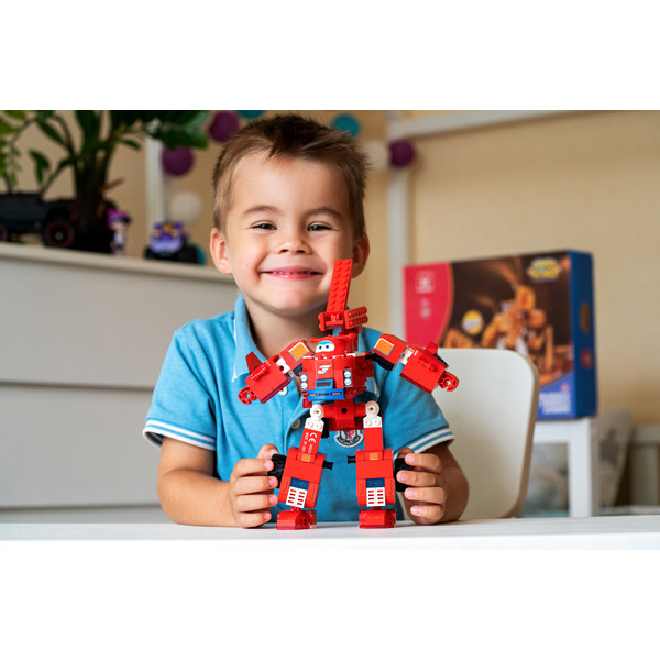 Конструктор-трансформер Super Wings Small Blocks 2-in-1 Buildable Transforming Vehicle Jett, Джетт