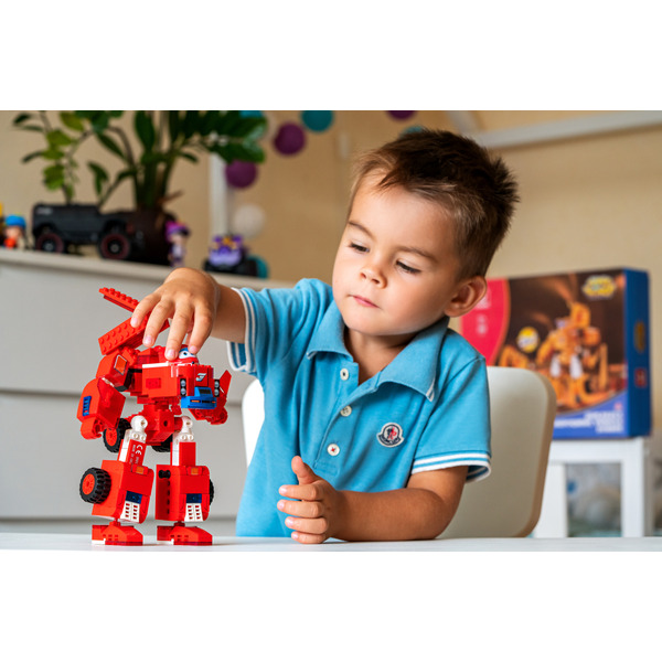 Конструктор-трансформер Super Wings Small Blocks 2-in-1 Buildable Transforming Vehicle Jett, Джетт