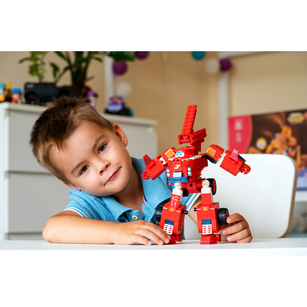 Конструктор-трансформер Super Wings Small Blocks 2-in-1 Buildable Transforming Vehicle Jett, Джетт