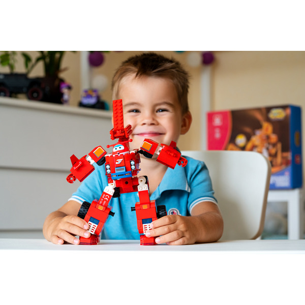 Конструктор-трансформер Super Wings Small Blocks 2-in-1 Buildable Transforming Vehicle Jett, Джетт