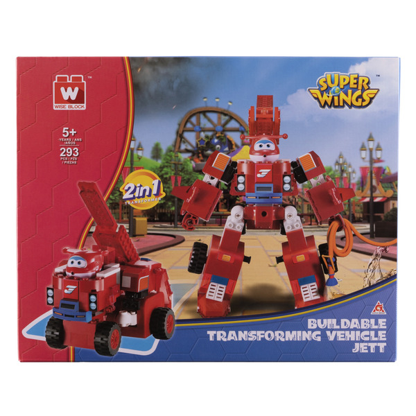 Конструктор-трансформер Super Wings Small Blocks 2-in-1 Buildable Transforming Vehicle Jett, Джетт