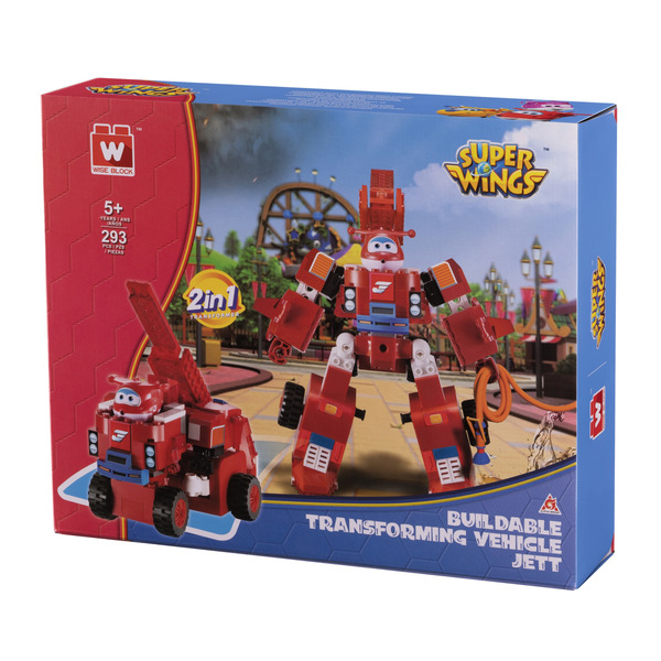 Конструктор-трансформер Super Wings Small Blocks 2-in-1 Buildable Transforming Vehicle Jett, Джетт