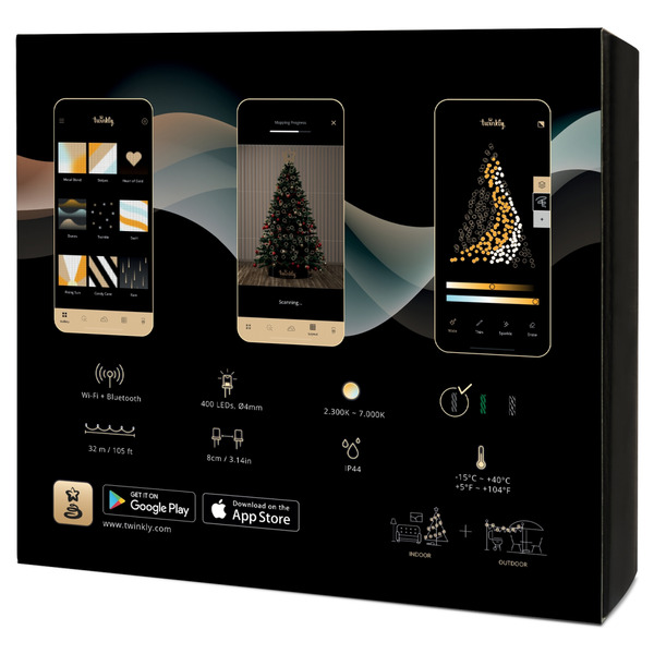 Smart LED Гірлянда Twinkly Strings AWW 400, Gen II, IP44, довжина 32м, кабель чорний