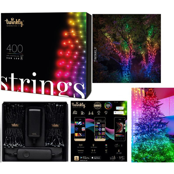 Smart LED Гірлянда Twinkly Strings RGB 400, Gen II, IP44, довжина 32м, кабель чорний