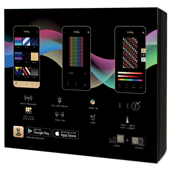 Smart LED Гирлянда Twinkly Curtain RGBW 210, Gen II, IP44, 1.45м*2.1м, кабель прозрачный