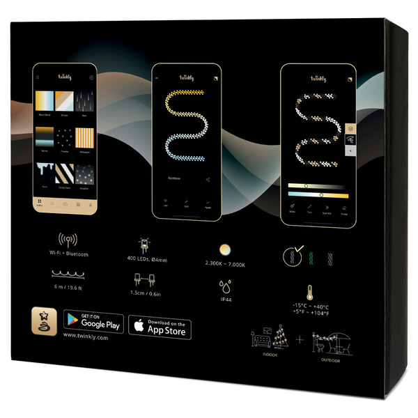 Smart LED Гирлянда Twinkly Cluster AWW 400 Gen II, IP44, длина 6м, кабель черный