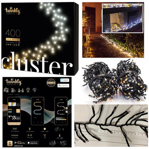 Лінійна гірлянда Twinkly Smart LED Cluster AWW 400 BT+WiFi Gen II IP44 кабель черный (TWC400GOP-BEU)