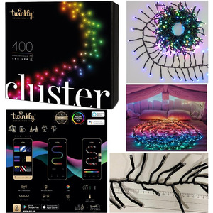 Лінійна гірлянда Twinkly Smart LED Cluster RGB 400 BT+WiFi Gen II IP44 кабель черный (TWC400STP-BEU)