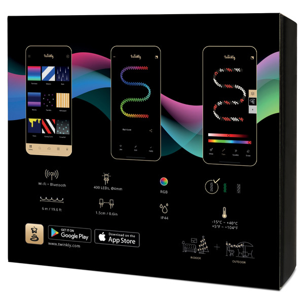 Лінійна гірлянда Twinkly Smart LED Cluster RGB 400 BT+WiFi Gen II IP44 кабель черный (TWC400STP-BEU)