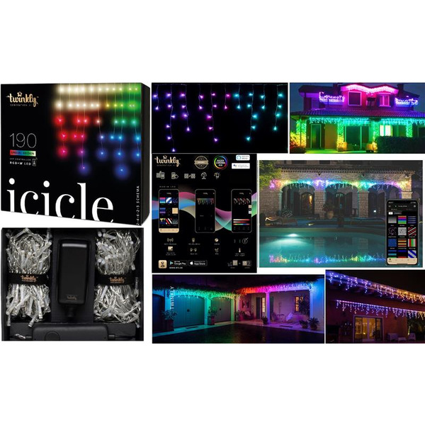 Smart LED Гірлянда Twinkly Icicle RGBW 190, Gen II, IP44, довжина 5м, кабель прозорий