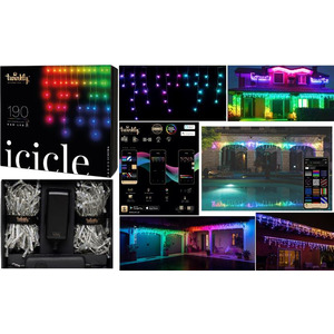 Smart LED Гірлянда Twinkly Icicle RGB 190, Gen II, IP44, довжина 5м, кабель прозорий
