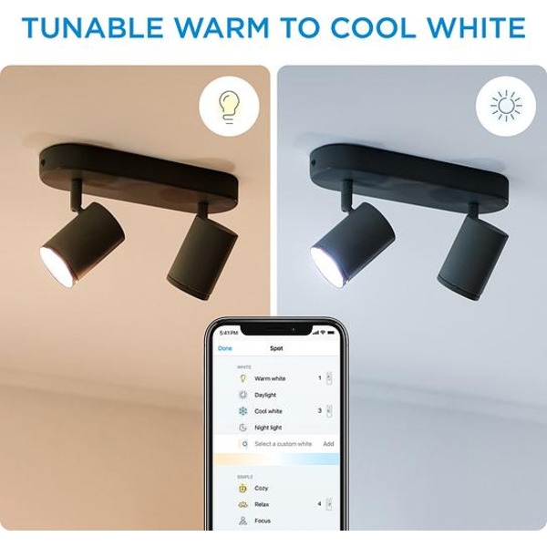 WiZ Умный накладной точечный светильник IMAGEO Spots 2х5W 2200-6500K RGB Wi-Fi черный