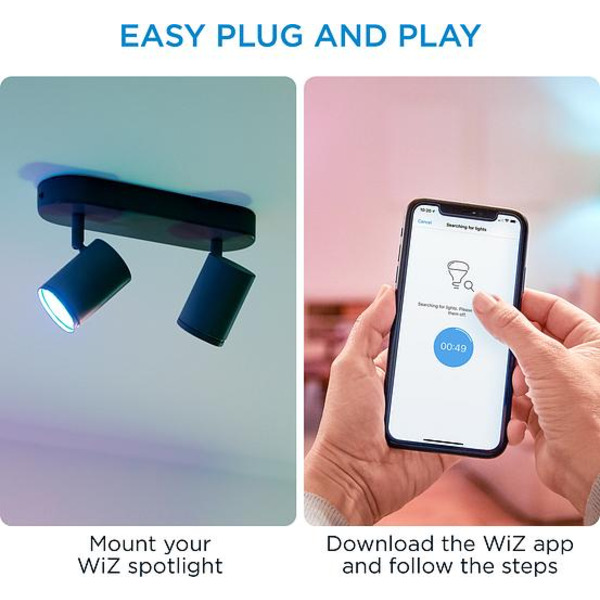 WiZ Умный накладной точечный светильник IMAGEO Spots 2х5W 2200-6500K RGB Wi-Fi черный
