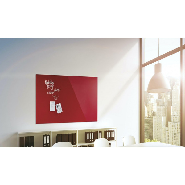 Дошка скляна магнітно-маркерна 1200x900 червона Magnetoplan Glassboard-Red UA