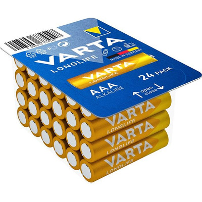 VARTA Батарейка LONGLIFE щелочная AAA блистер, 24 шт.