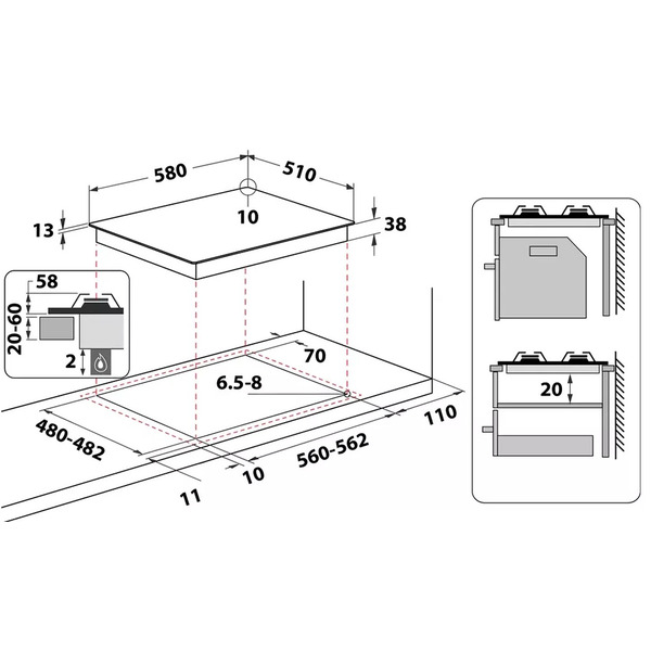 Газова варильна поверхня Whirlpool TGML 661 NB