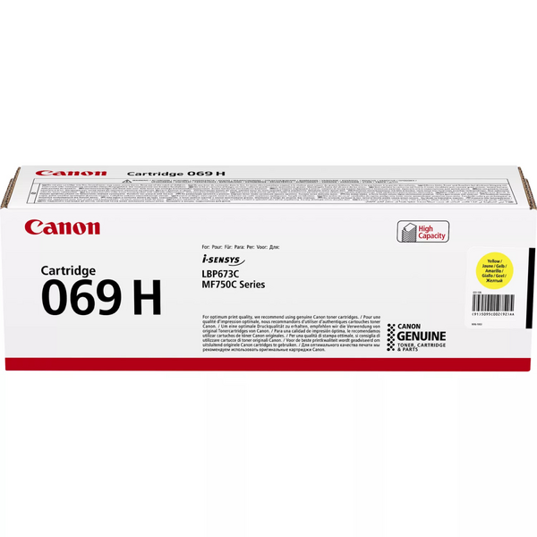 Тонер-картридж Canon 069H MF752Cdw/MF754Cdw/LBP673Cdw Yellow (5095C002)