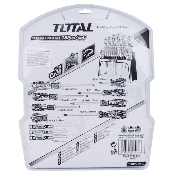 Набір TOTAL THT250618 викруток точної механіки, 18шт.