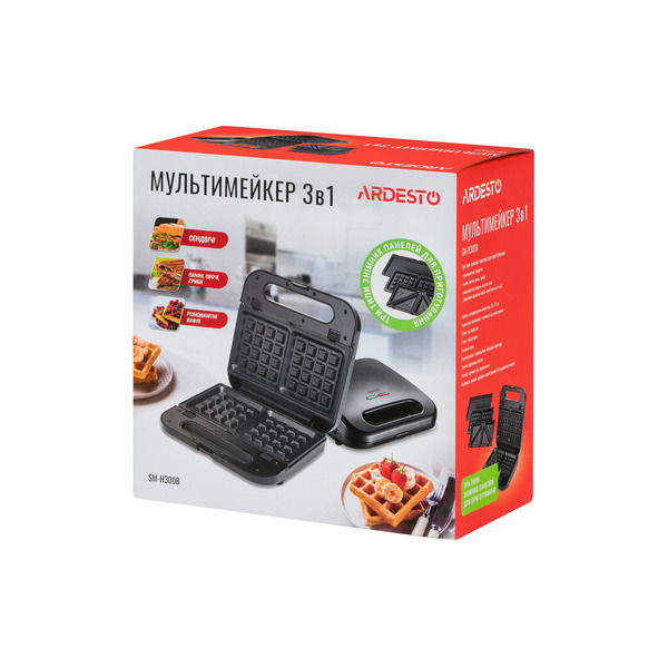 ARDESTO Мультимейкер SM-H300B, 3 сменных плиты, 700 Вт, черный