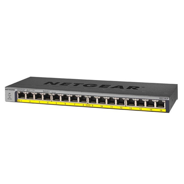 Комутатор NETGEAR GS116LP PoE+(76Вт), FlexPoE, некерований