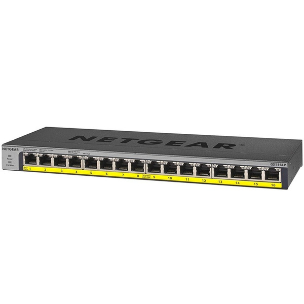 Комутатор NETGEAR GS116LP PoE+(76Вт), FlexPoE, некерований