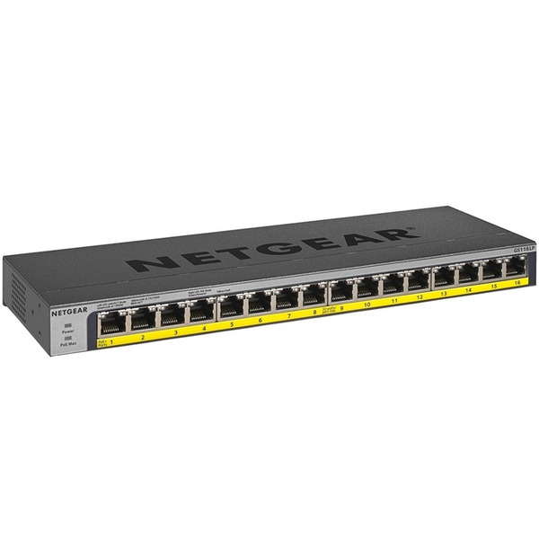 Комутатор NETGEAR GS116LP PoE+(76Вт), FlexPoE, некерований