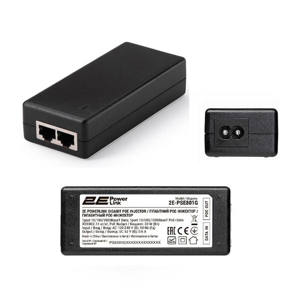 PoE-інжектор 2E PowerLink PSE801G (1xGE, 1xGE PoE, 802.3af/at (до 30 Вт))