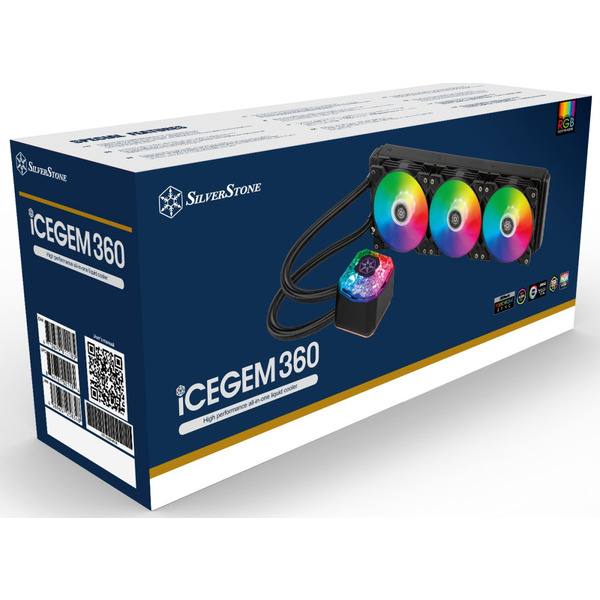 SilverStone Система жидкостного охлаждения IceGem 360P ARGB, 115x, 1366, 1200,2011,2066,TRX4,TR4,AM4,3(+),2(+),FM2(1), 2x120мм