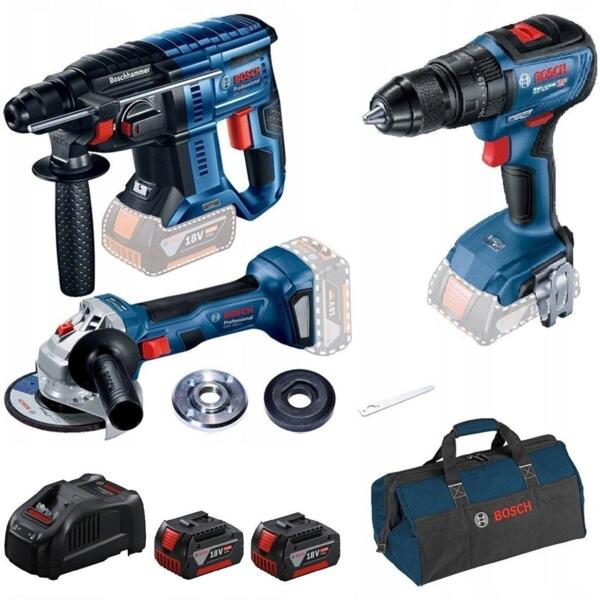 Набір інструментів Bosch перфоратор GBH 180-LI + дриль-шуруповерт GSR 18V-50 + болгарка GWS 180-LI (0.615.990.M32)