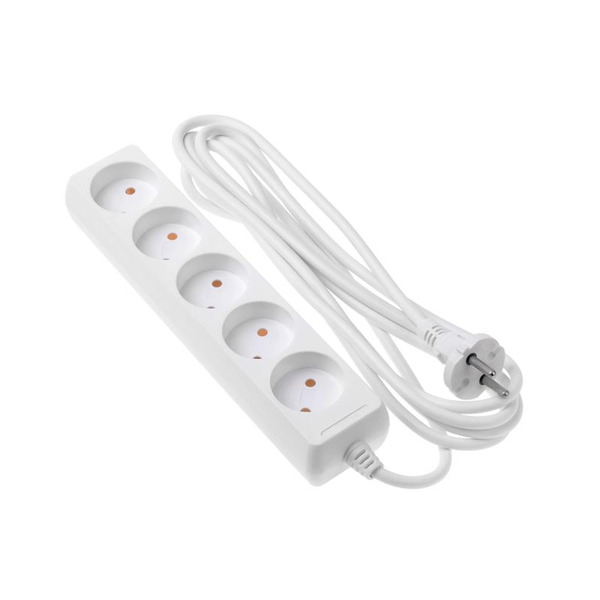 Мережевий подовжувач 2E 5XCEE7/17 2G*1.0мм 1.5м White (2E-U0510M1.5)