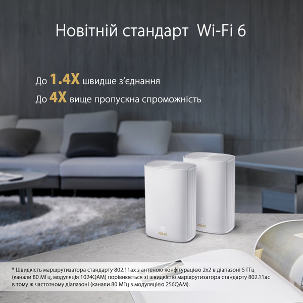 Mesh-система ASUS ZenWiFi AX Hybrid XP4 1-Pack White (90IG05T0-BM9100)