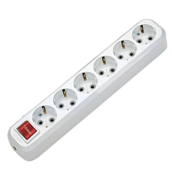 Колодка 6 гнезд с заземлением и выключателем