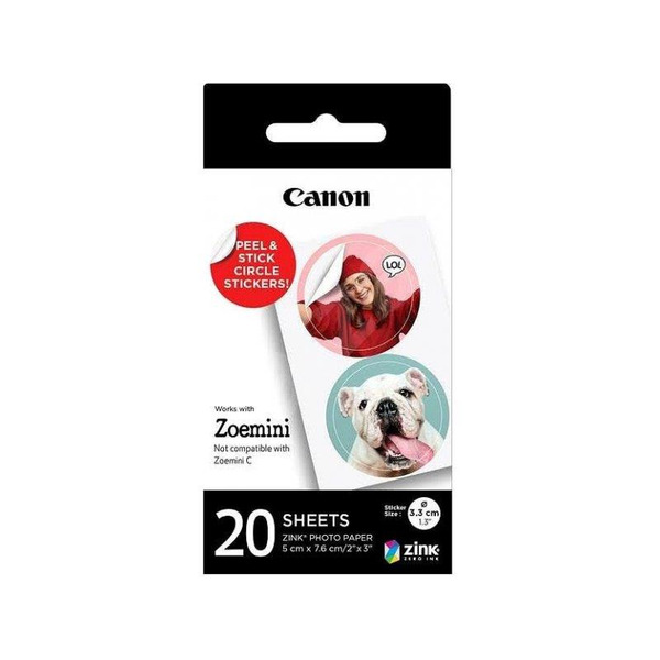 Бумага Canon ZINK™ 1.3" в виде круглых наклеек, 20 листов
