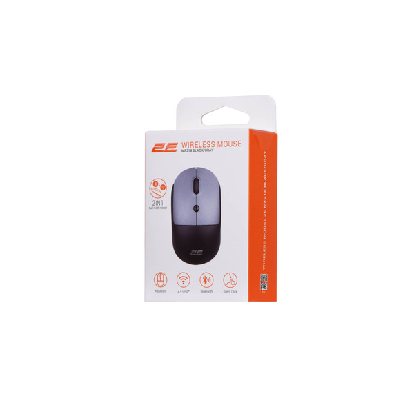 Мышь беспроводная 2E MF218 Silent Black/Gray (2E-MF218WBG) 