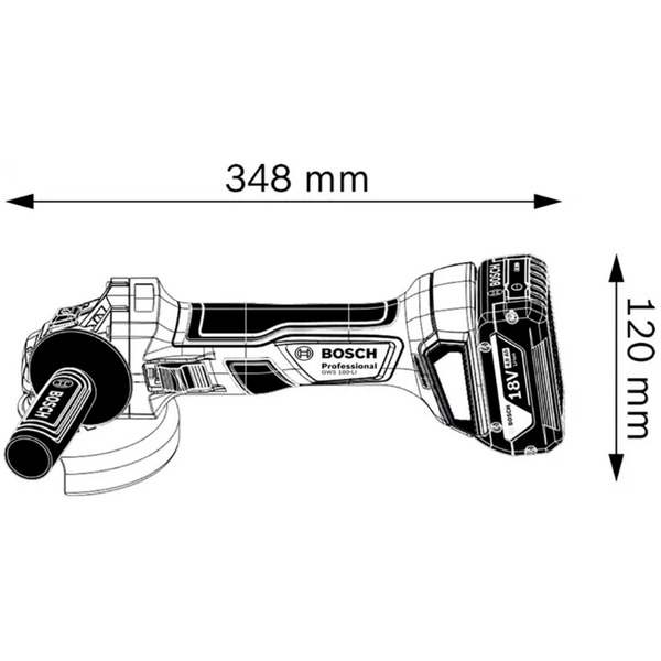 Угловая бесщеточная шлифмашина Bosch Professional GWS 180-LI (0.601.9H9.021)