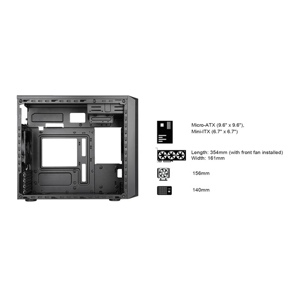 SilverStone Корпус FARA FA311-B, без БП, 2xUSB3.0, 1xUSB2.0, Steel Side Panel, mATX, Black