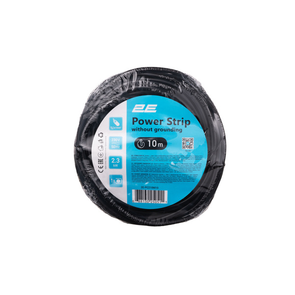 Сетевой удлинитель 2E 1XCEE7/17, 2G*1.0мм, 10м, black (2E-PC210M10)