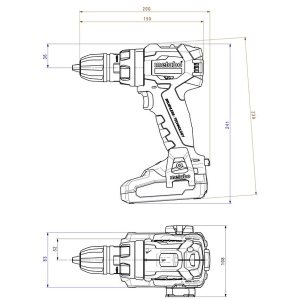 Шурповерт-дриль Metabo BS 18 LT BL Q, акумуляторний, LiHD, 2*18В, 4Аг (602334800)