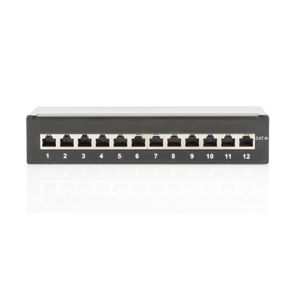 Патч-панель DIGITUS Desktop, 12 портів, 6A STP в зборі, RAL 9005 (DN-91612SD-EA)