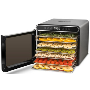 Сушка для продуктов Sencor SFD7750SS, 600Вт, 7 подд, выс 2,8см, шир 30 см, рег. темп, черный